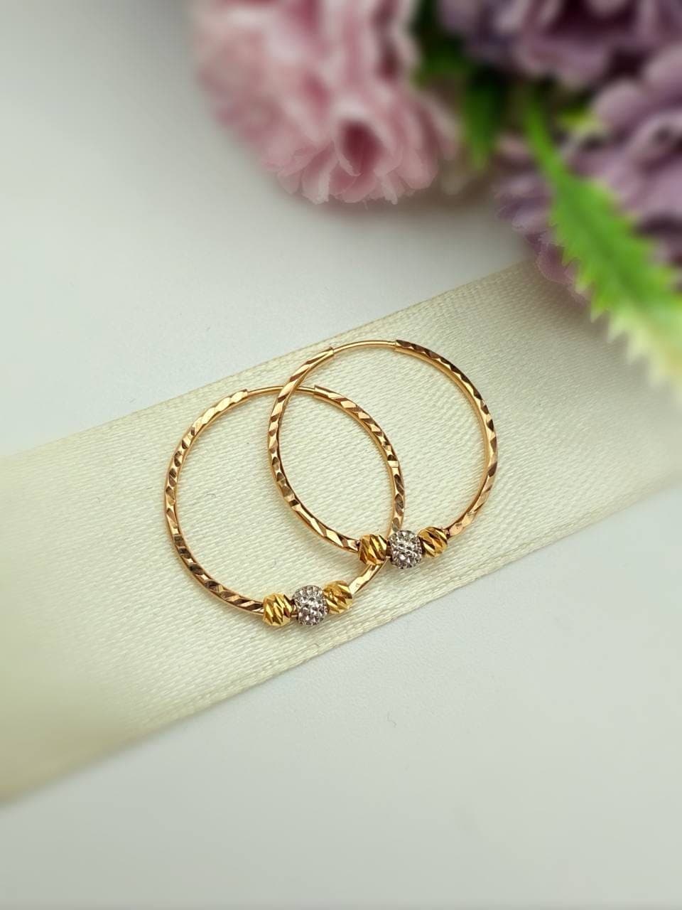 گوشواره حلقه ای سه گوی تراش — تصویر ۲