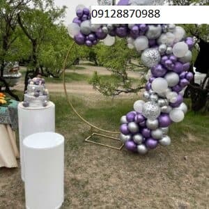 بادکنک آرایی تولد رنگ نقره ای بنفش