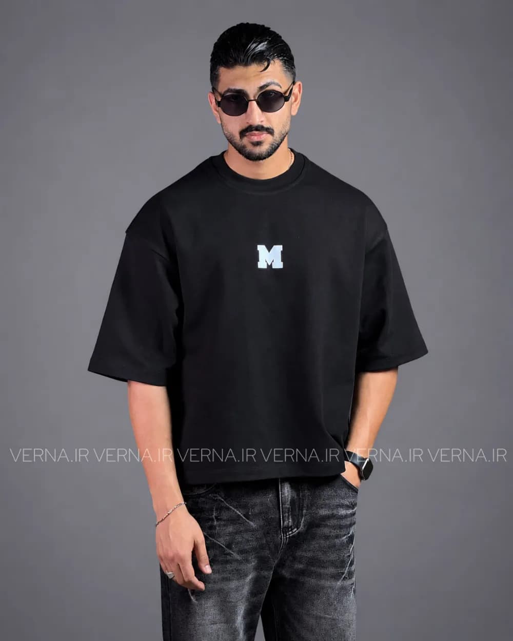 تیشرت مردانه باکسی دو پوسته VR-M