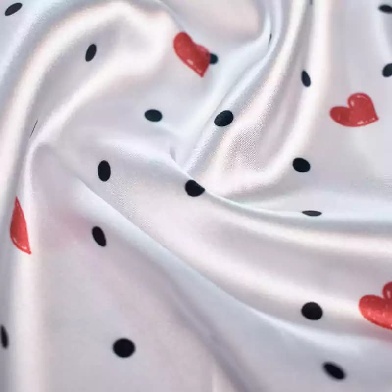 پارچه ساتن ال ایکس طرح خالدار و قلبی — تصویر ۳