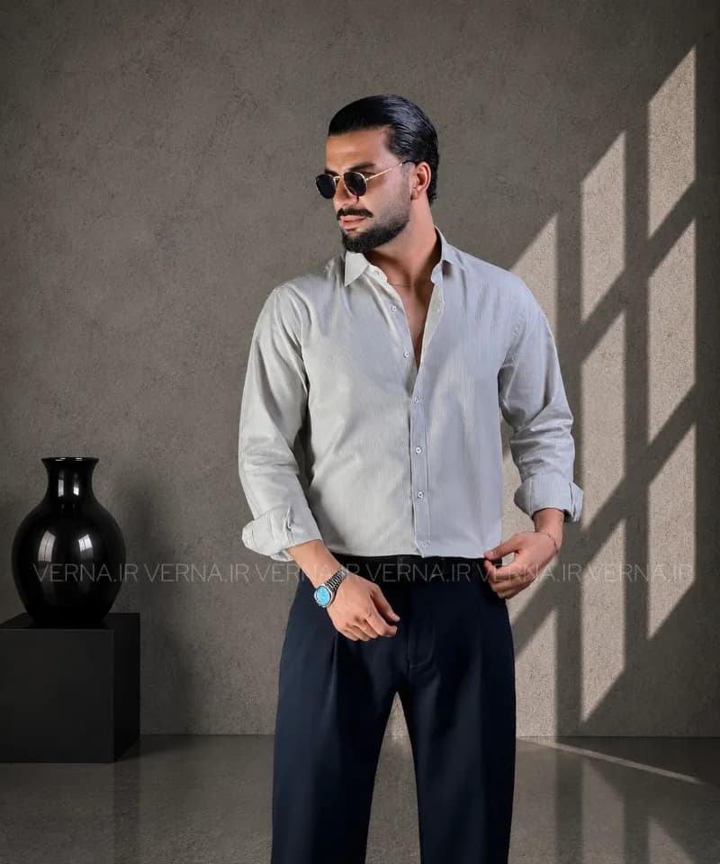 پیراهن مردانه راه راه سوزنی PG