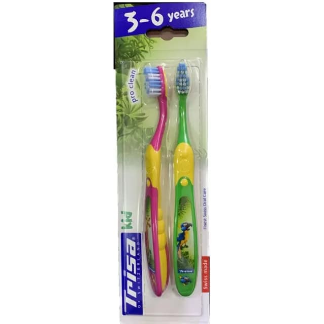 مسواک تریزا مخصوص کودکان 3 تا 6 سال مدل پرو کلین ( پک 2 عددی ) Trisa Pro Clean Kid Toothbrush