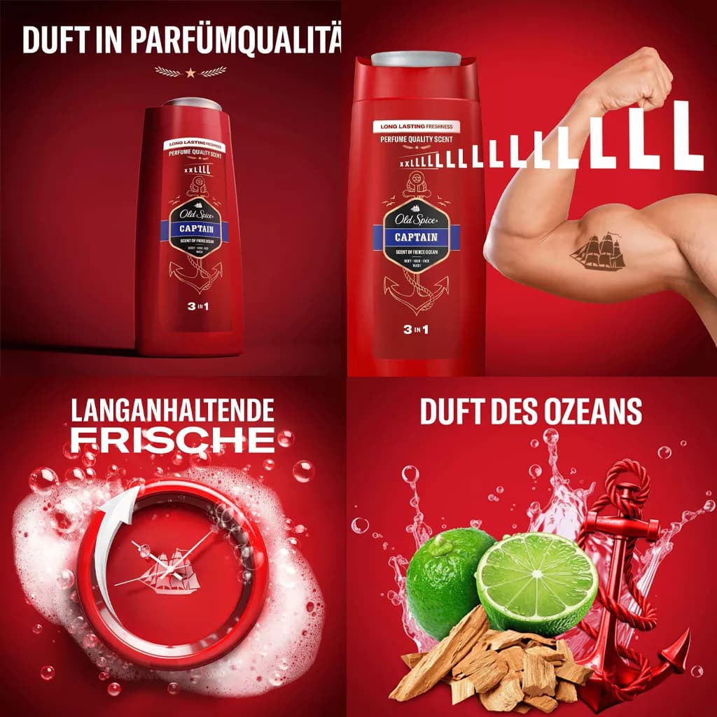شامپو مردانه چند کاره اولد اسپایس old spice captain 3 in 1 — تصویر ۵