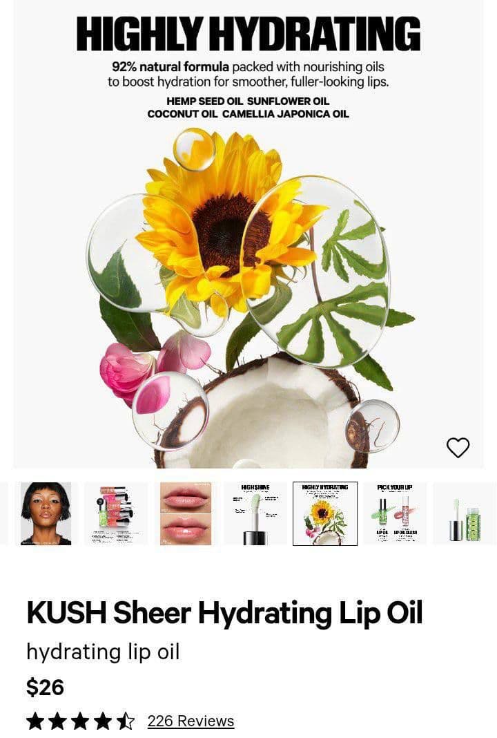 KUSH Hydrating Sheer Lip Oil روغن لب آبرسان و مرطوب کننده KUSH میلک میکاپ — تصویر ۵