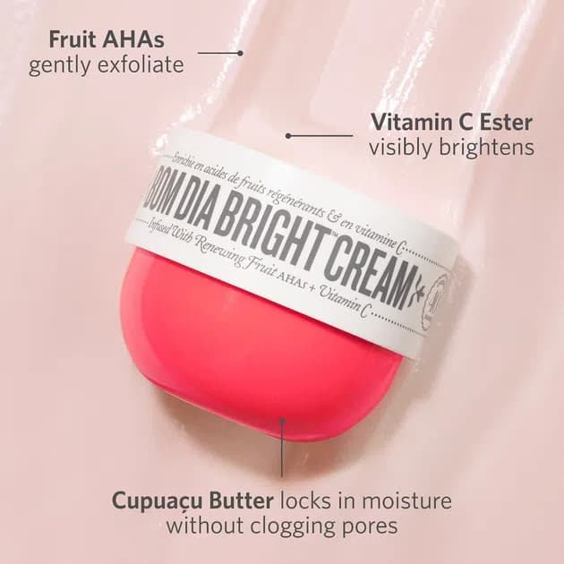 کرم بدن روشن کننده بوم بوم سول دی ژانیرو اصل اروپایی 25میل SOL DE JUNEIRO BOM DIA BRIGHT TM BODY CREAM RETEXTURIZES AND GIVES SKIN A BRIGHTENING BOOST WITH EXFOLIATING FRUIT AHAS AND VITAMIN C — تصویر ۷