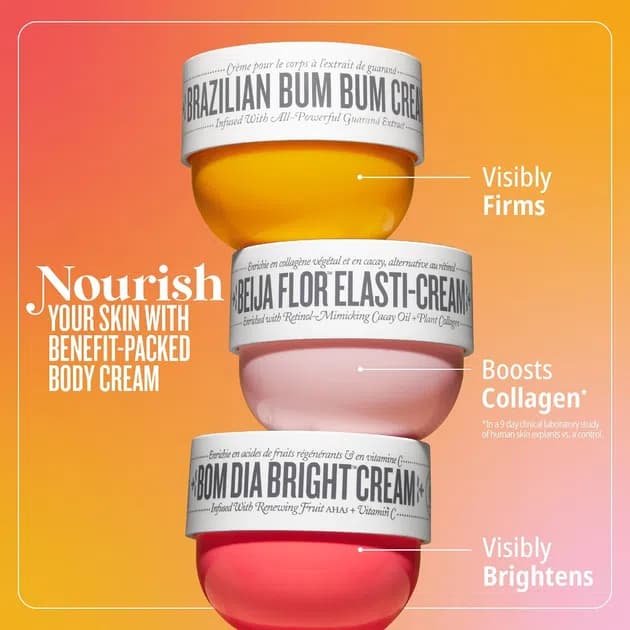 کرم بدن روشن کننده بوم بوم سول دی ژانیرو اصل اروپایی 25میل SOL DE JUNEIRO BOM DIA BRIGHT TM BODY CREAM RETEXTURIZES AND GIVES SKIN A BRIGHTENING BOOST WITH EXFOLIATING FRUIT AHAS AND VITAMIN C — تصویر ۳