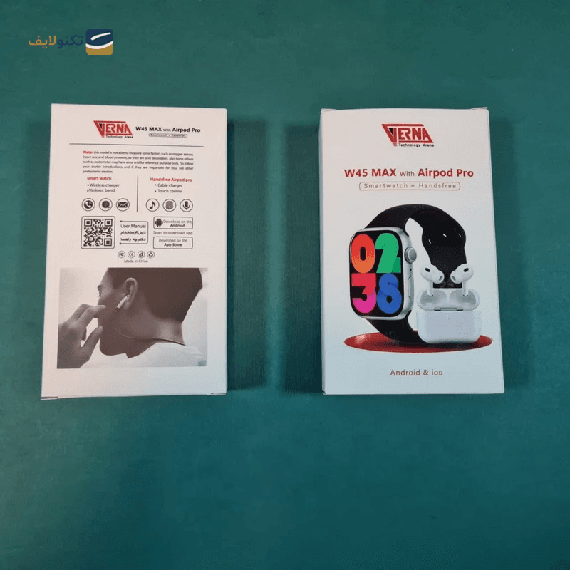 ساعت هوشمند ورنا مدل W45 Max به همراه ایرپاد — تصویر ۵