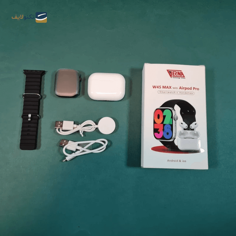 ساعت هوشمند ورنا مدل W45 Max به همراه ایرپاد — تصویر ۶