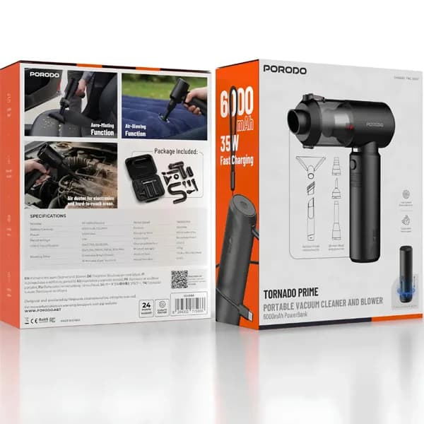 جارو و دمنده خودرو پرودو Porodo Car Vacuum Cleaner and Blower PDS5BK — تصویر ۵