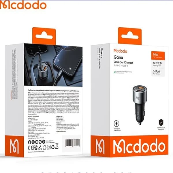 شارژر فندکی 90W سه پورت مکدودو Mcdodo Gana 90W Car Charger cc-3110 — تصویر ۲