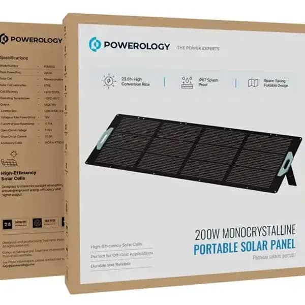 پنل خورشیدی 200 وات پاورولوژی Powerology 200W Monocrystalline Portable Solar Panel PSM022BK — تصویر ۴