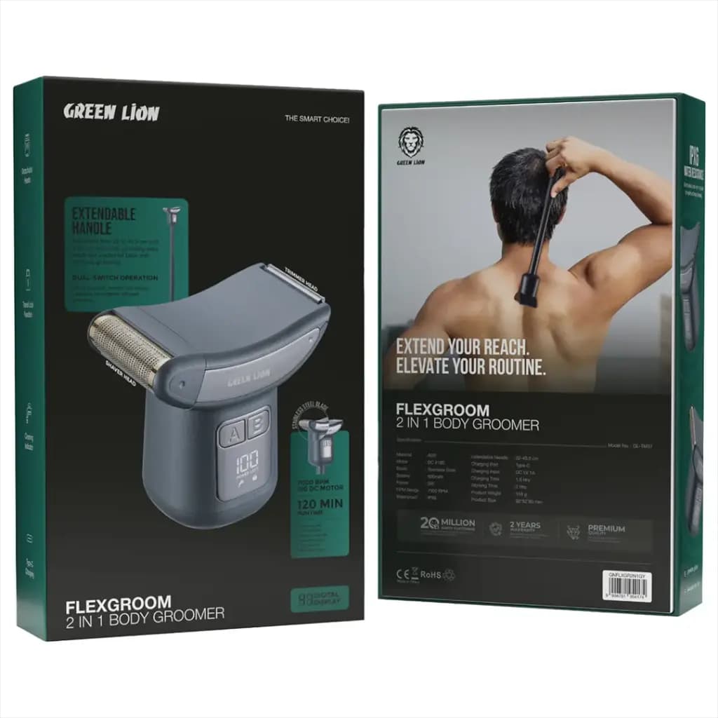 ماشین اصلاح دوکار گرین لاین Green Lion Flexgroom 2 in 1 Body Groomer GNFLXGR2N1GY — تصویر ۹