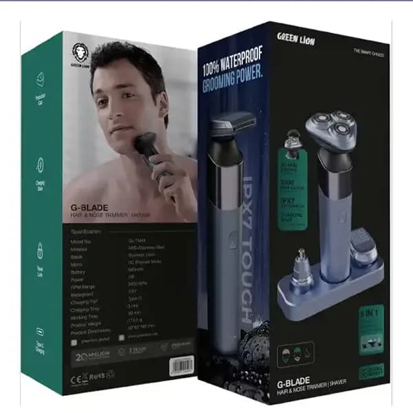 ماشین اصلاح 3 کاره گرین لاین Green Lion G-Blade Hair & Nose Trimmer Shaver GNGBLDTRIMGY — تصویر ۲