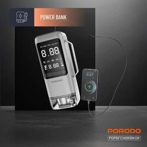 جامپ استارتر و پمپ باد 6 کاره پرودو Porodo 6-in-1 Multi Function Power Tool PDPBFCH091BKGR — تصویر ۲