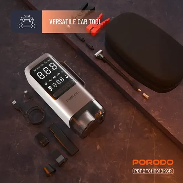 جامپ استارتر و پمپ باد 6 کاره پرودو Porodo 6-in-1 Multi Function Power Tool PDPBFCH091BKGR — تصویر ۳