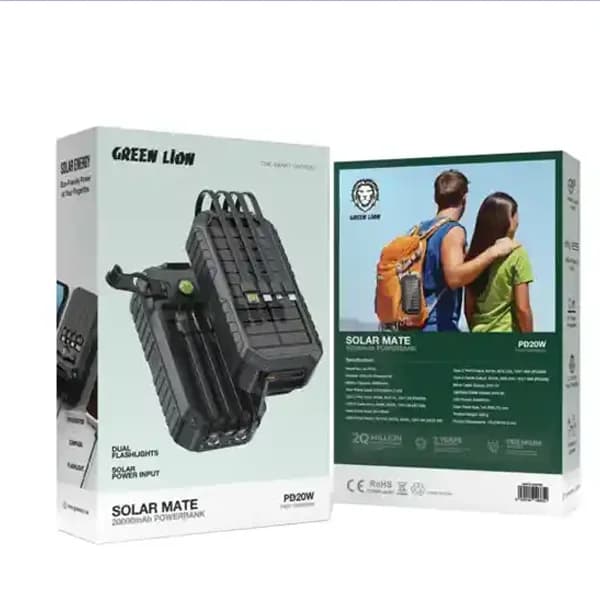 پاور بانک خورشیدی 20000 گرین لاین Green Lion Solar Mate Power Bank GNSOLM20PBK — تصویر ۳