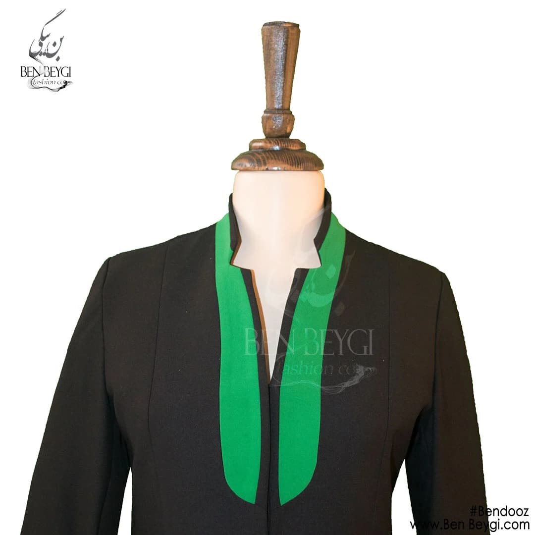 مانتو شلوار اداری سبز دکمه مخفی مغزی دوزی قد 100 پارچه بزیاق ترک کد 18921 — تصویر ۲