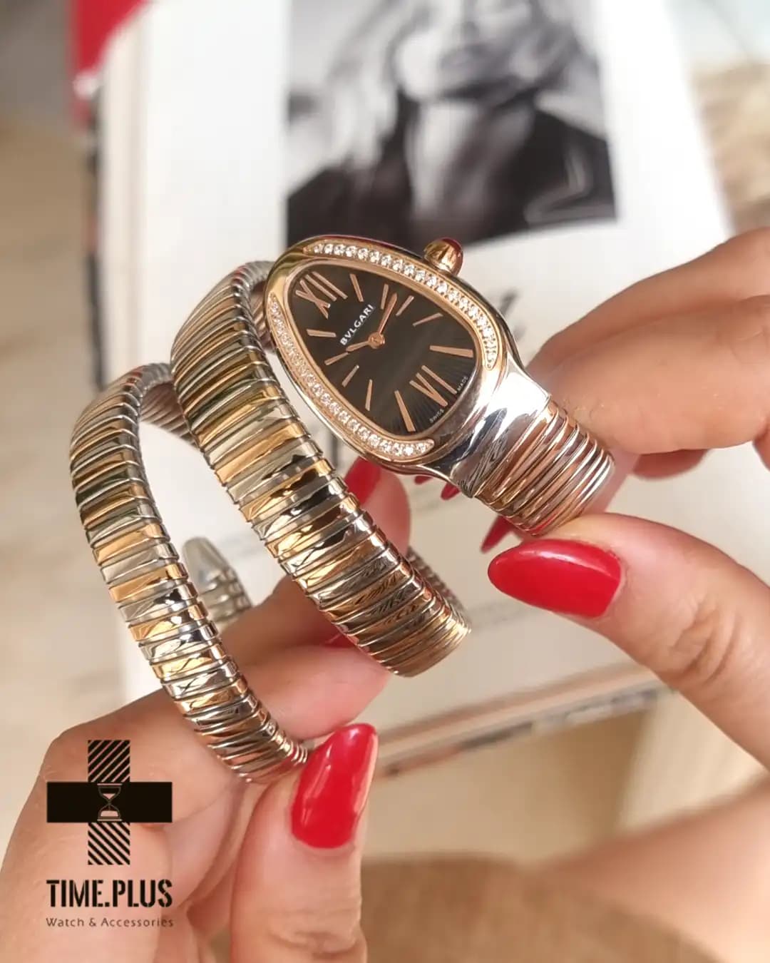 ساعت زنانه بولگاری serpenti نقره ای رزگلد — تصویر ۳