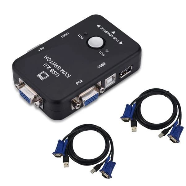 سوییچ KVM دو پورت USB مدل BAMA122 به همراه دو کابل KVM کد B21003