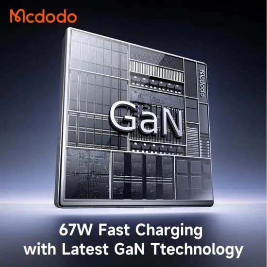 شارژر آداپتور دیواری 3پورت 67وات مک دودو مدل MCDODO CH-4100 GaN با کابل جمع شونده تایپ سی — تصویر ۳