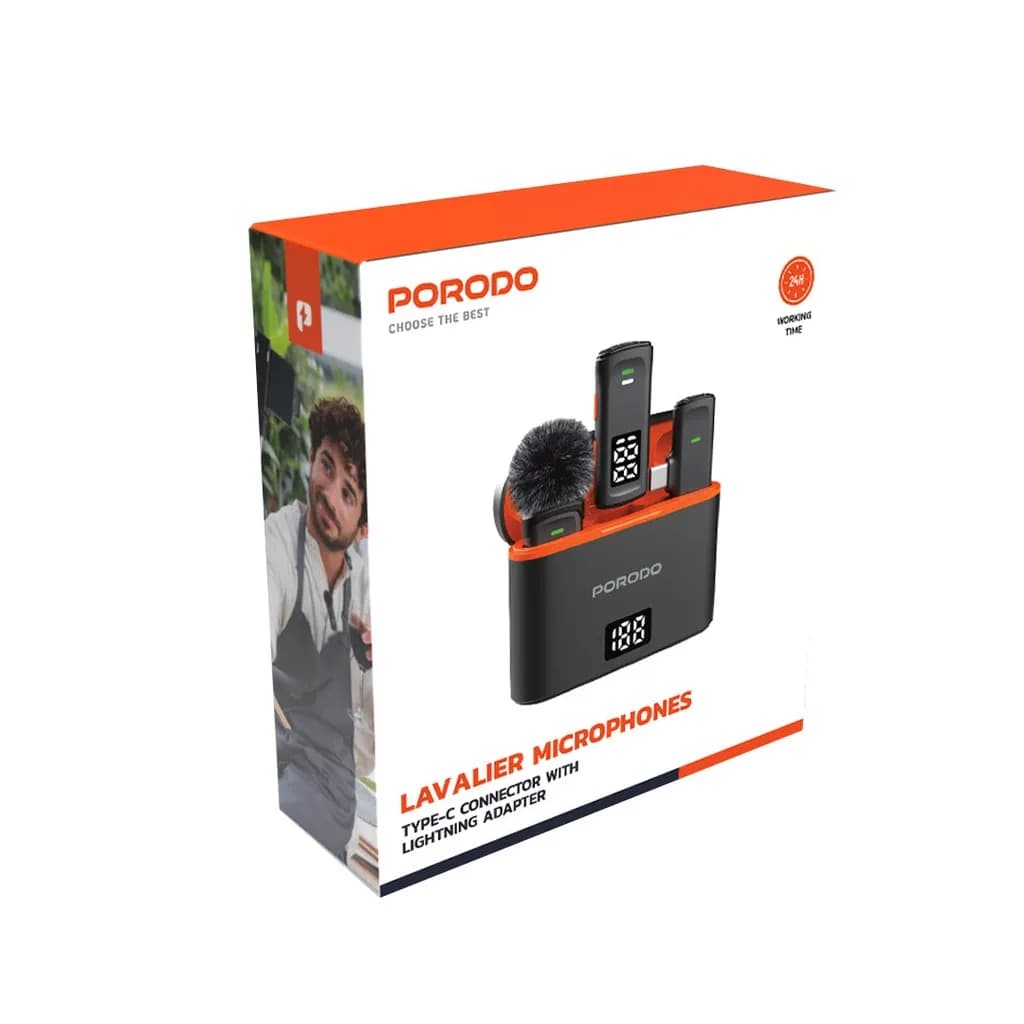 میکروفون بی سیم پرودو Porodo Lavalier Microphone PD-WCDMIC دارای 2 فرستنده — تصویر ۳