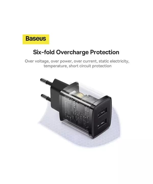 شارژر دیواری بیسوس Baseus CCXJ010201 2U EU توان 10.5 وات — تصویر ۴