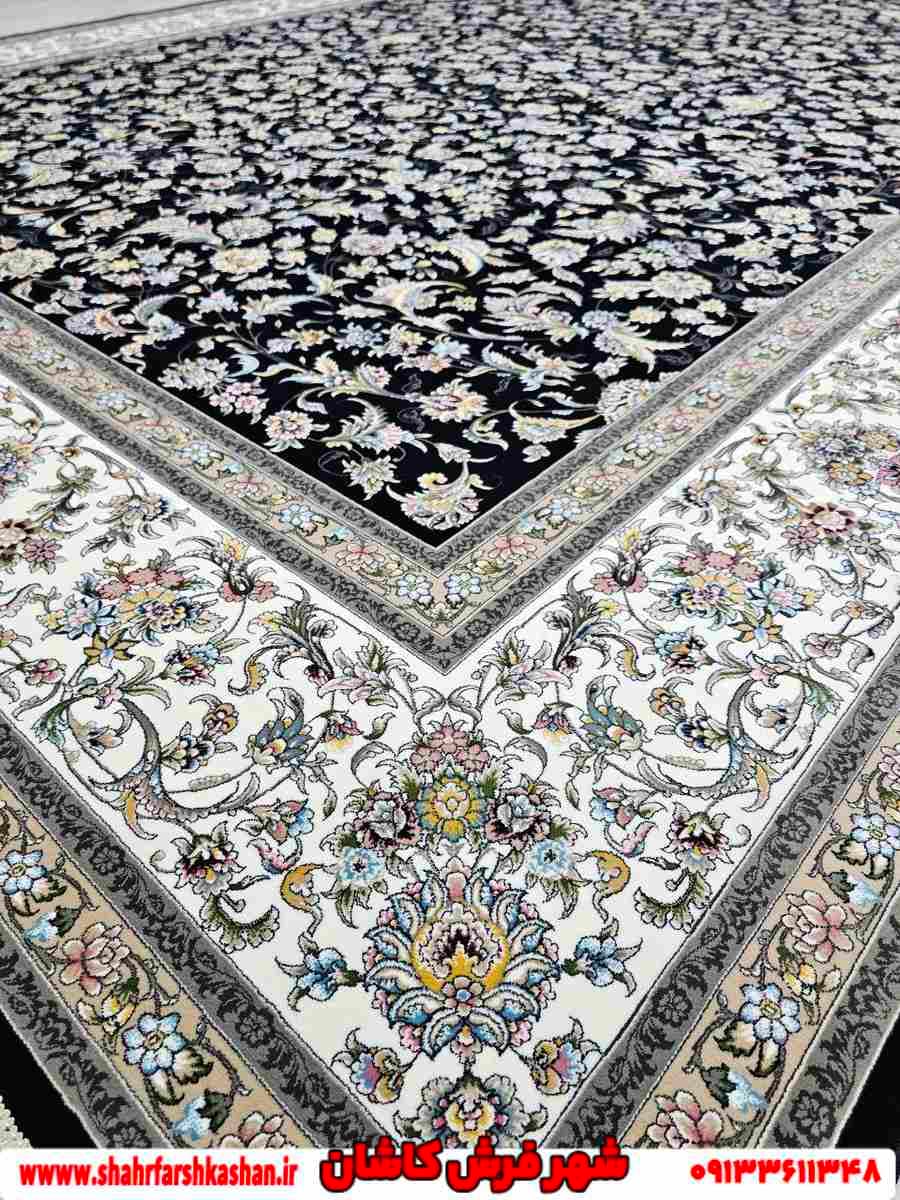 فرش طرح افشان سرمه ای آدریانا 1200 شانه — تصویر ۳