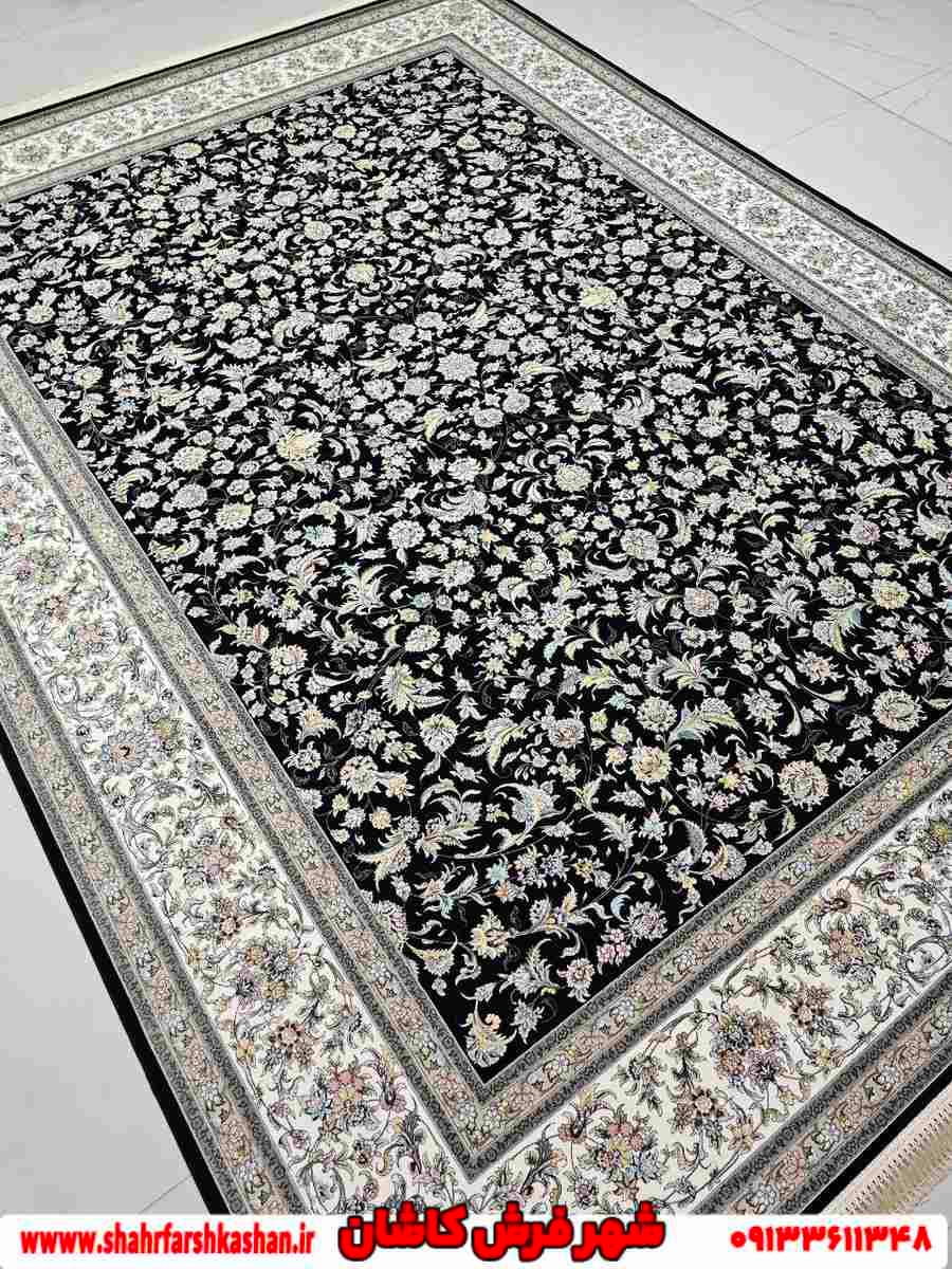 فرش طرح افشان سرمه ای آدریانا 1200 شانه