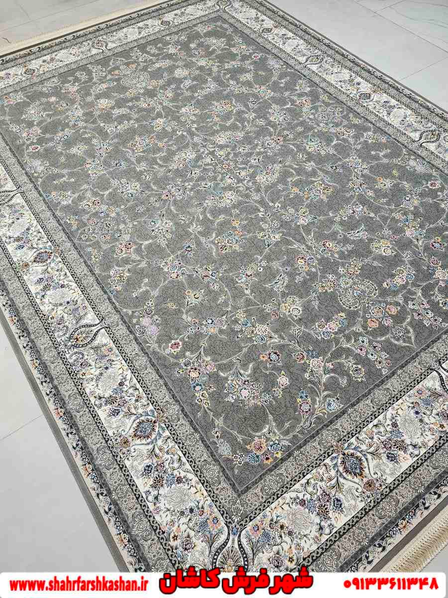 فرش کاشان طوسی طرح بهار 1200 شانه