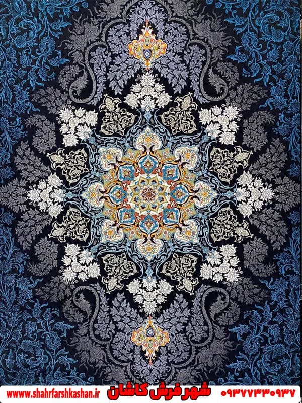 فرش اکرولیک 700 شانه طرح دنیز سرمه ای — تصویر ۴