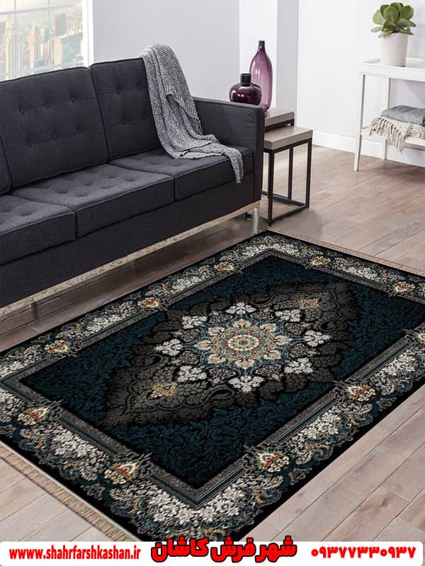 فرش اکرولیک 700 شانه طرح دنیز سرمه ای