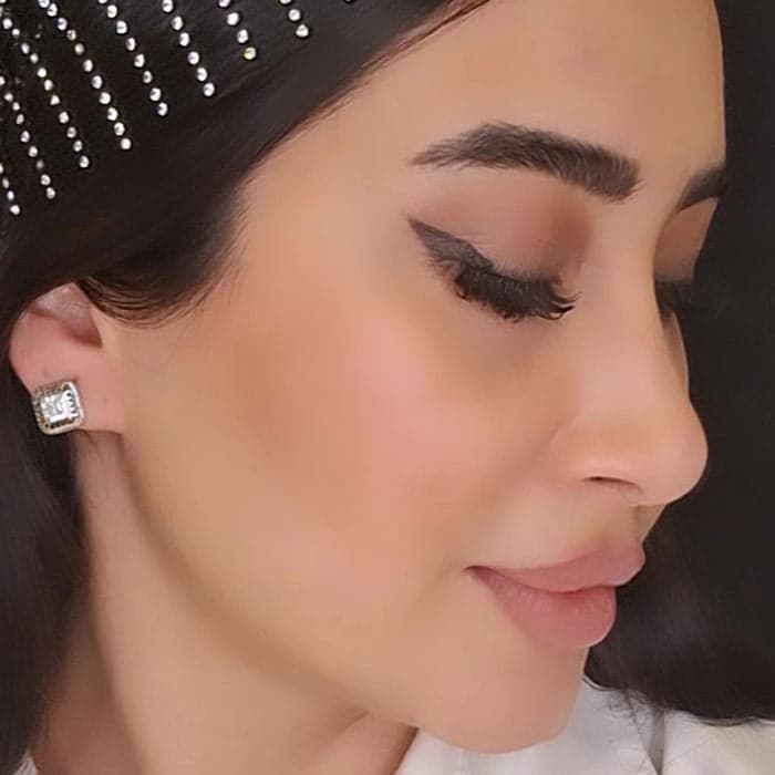 گوشواره زنانه ژوپینگ فول نگین رنگ سیلور