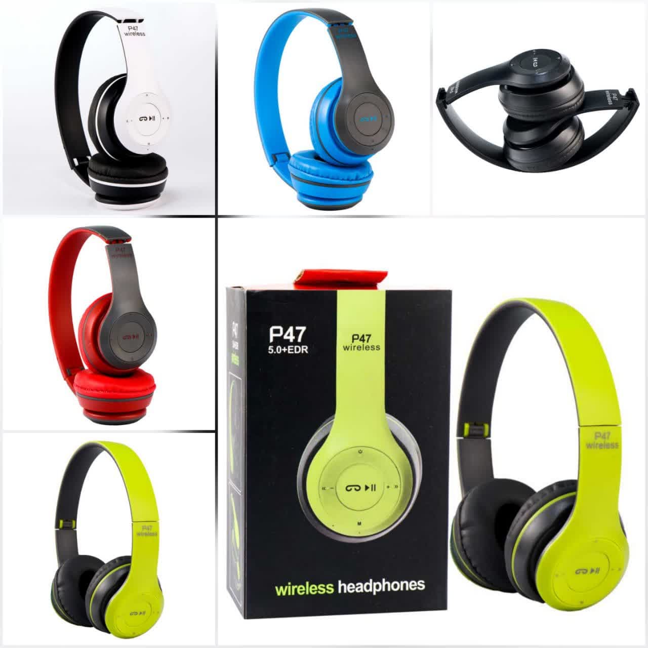 هدفون بلوتوثی P47 رنگ سفید-کد5998a