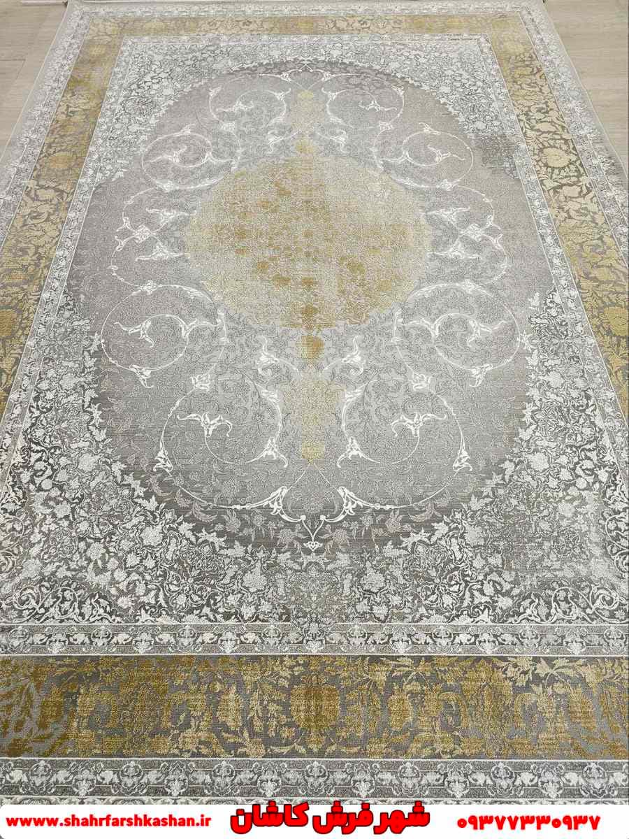 فرش جدید طوسی طلایی نقشه آبالون 1200 شانه — تصویر ۴