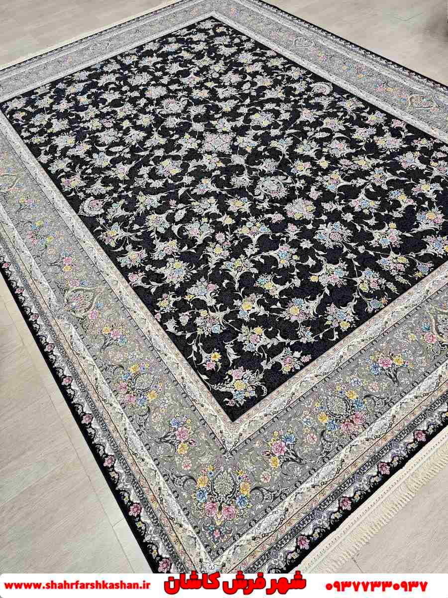 فرش افشان سرمه ای ۱۲۰۰ شانه نقشه هلن