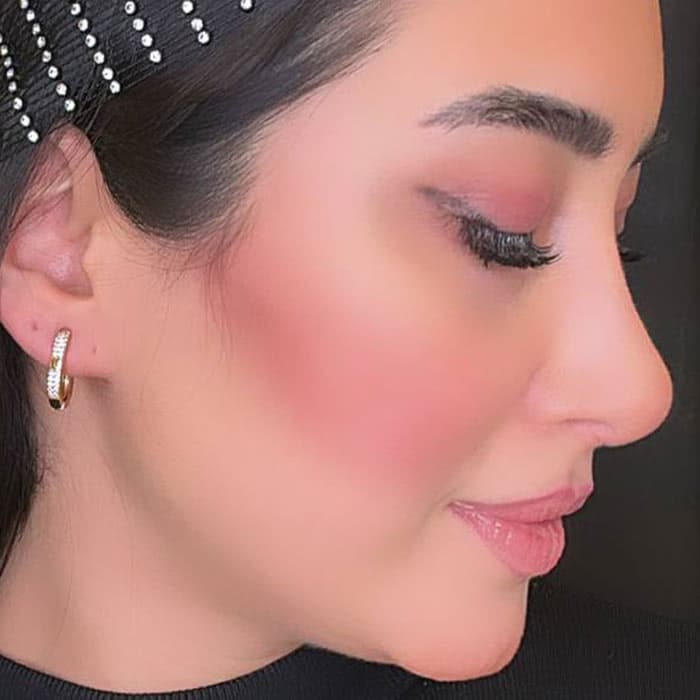 گوشواره دخترانه حلقه نگین دار ژوپینگ طلایی