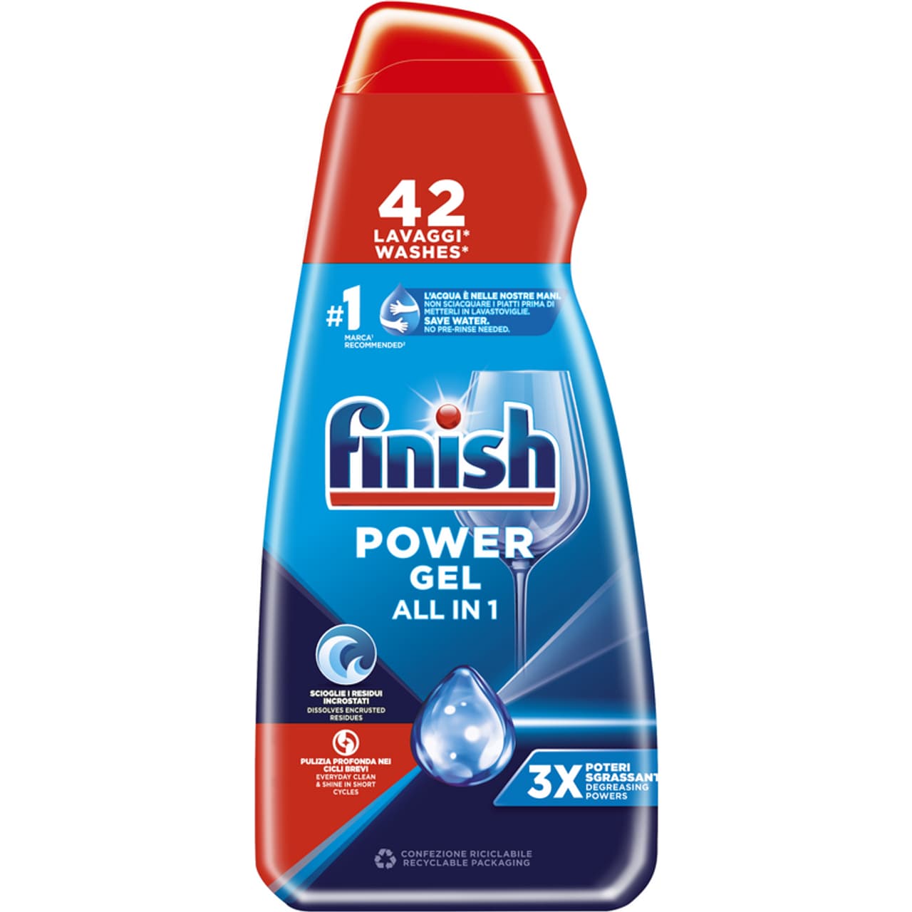 ژل ماشین ظرفشویی ایتالیایی فینیش FINISH POWER GEL ALL IN 1 اورجینال 940 میل — تصویر ۲