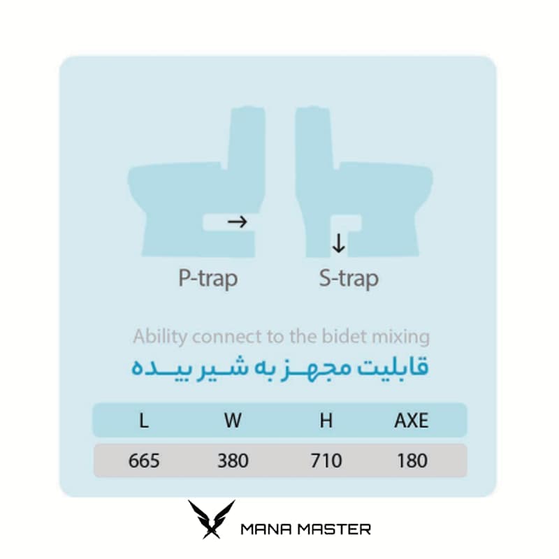 توالت فرنگی مشکی ماناسنیتری مدل دایموند یک تیکه — تصویر ۲