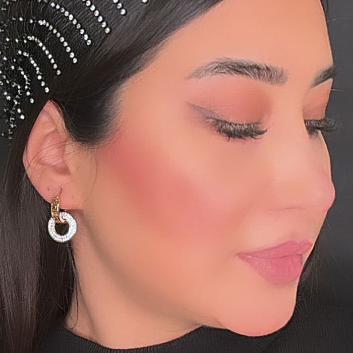 گوشواره زنانه حلقه نگین دار ژوپینگ طلایی