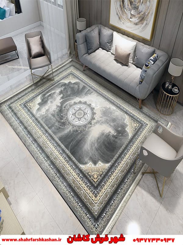 فرش 1200 شانه ابر و بادی طرح آریا دودی