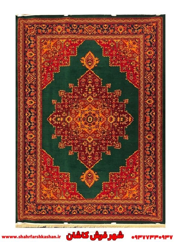 فرش سنتی سبز 700 شانه اکرولیک کد 703sa — تصویر ۳