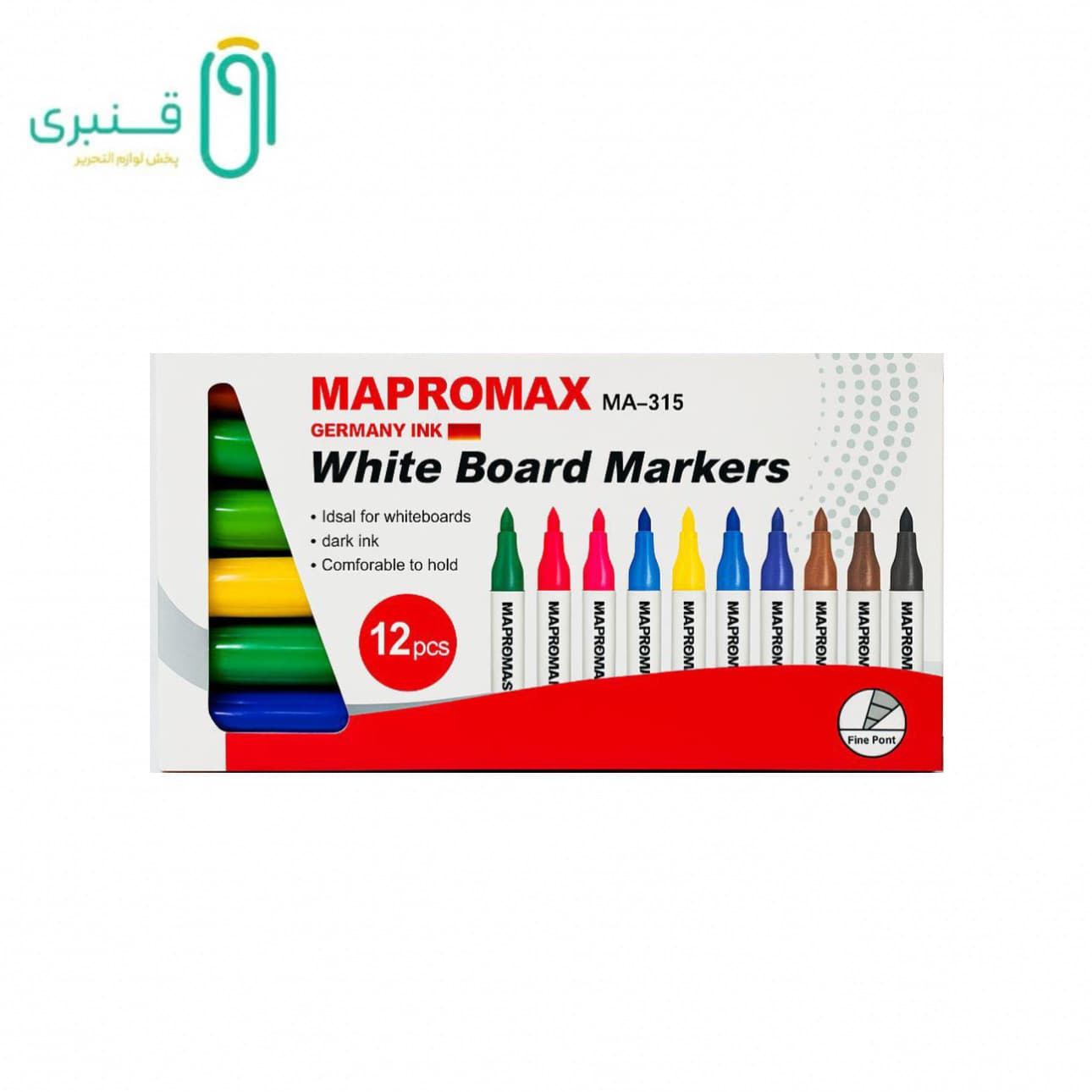 ماژیک وایت برد قلمی (12 رنگ) مپرومکس MAPROMAX MA-315