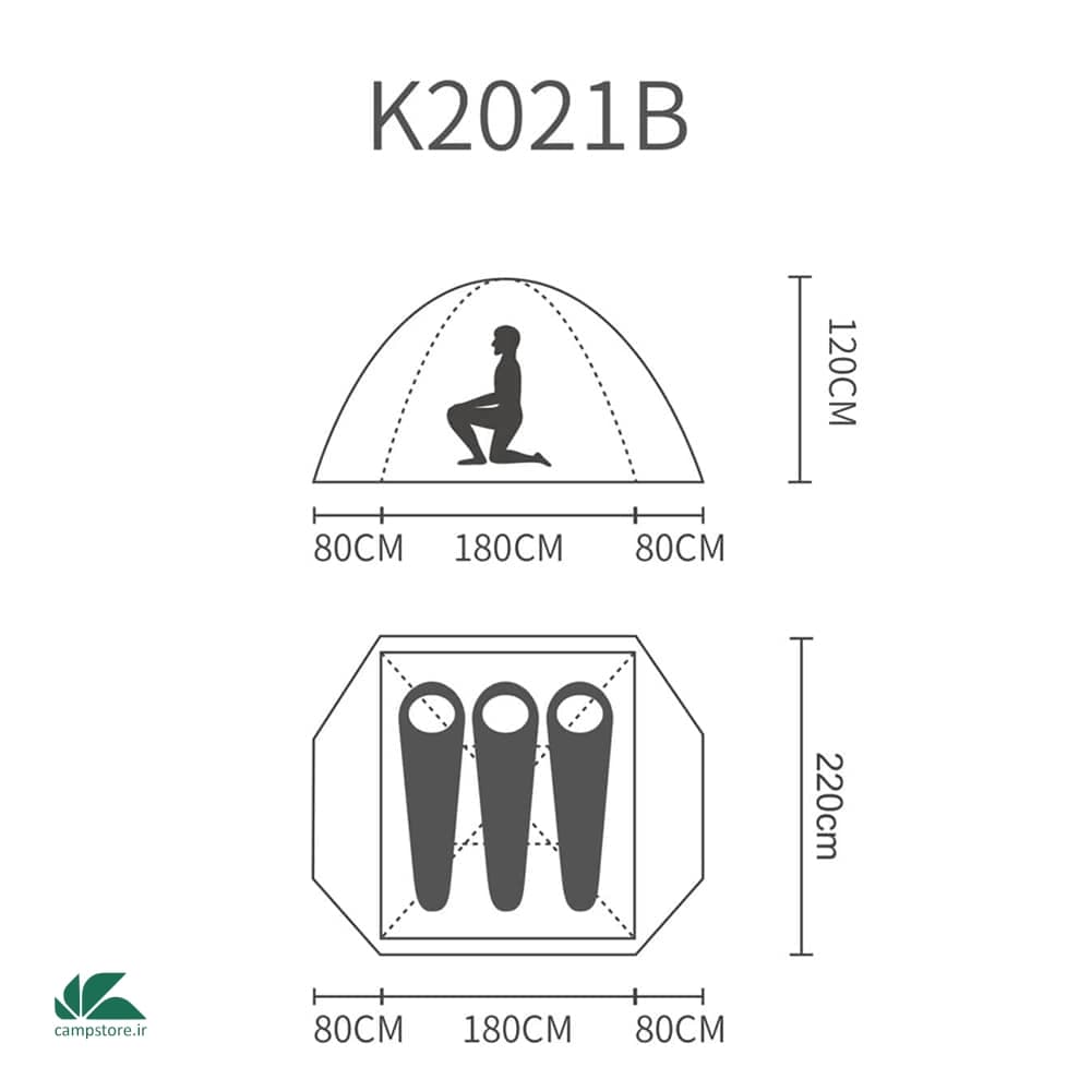 چادر کوهنوردی 3 نفره کله گاوی (پکینیو) مدل k2021 کد B — تصویر ۴