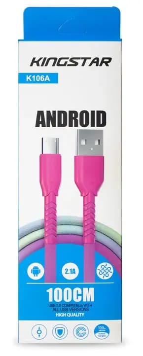 کابل میکرو یو اس بی فست شارژ KingStar K106A 2.1A 1m ا KingStar K106A 2.1A 1m MicroUSB Cable — تصویر ۶
