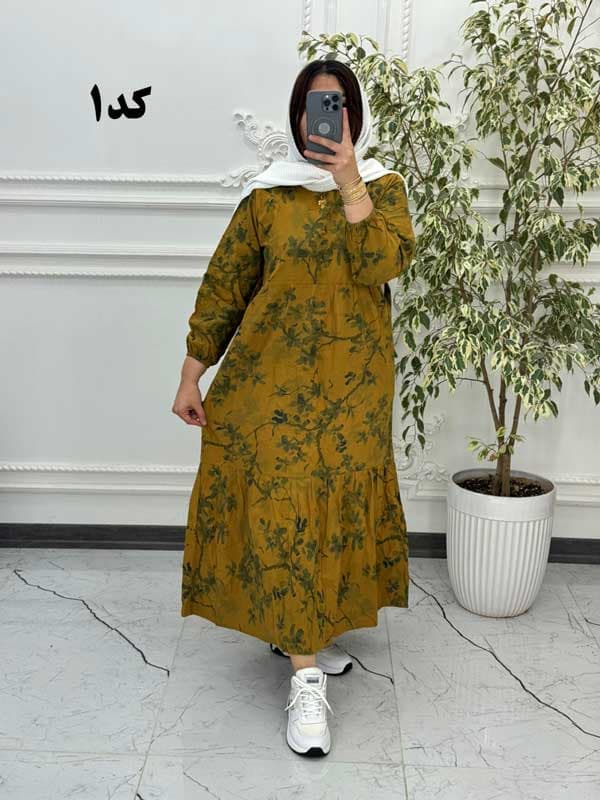 پیراهن چیندار بلند لینن 6067