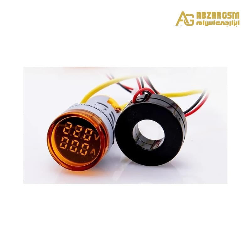 ولتمتر و آمپرمتر چراغ سیگنالی AC500V-100A زرد گرد مدل AD16-22 — تصویر ۵