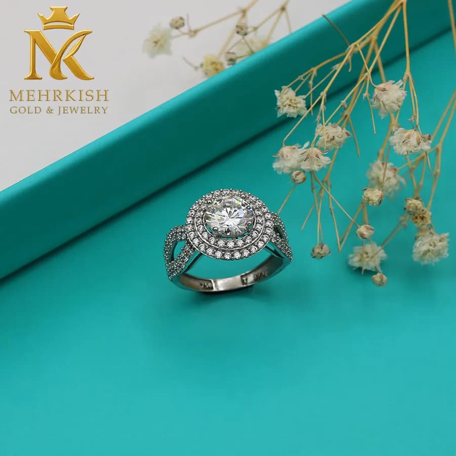 انگشتر بوگاتی طلای سفید کد 7579 — تصویر ۲