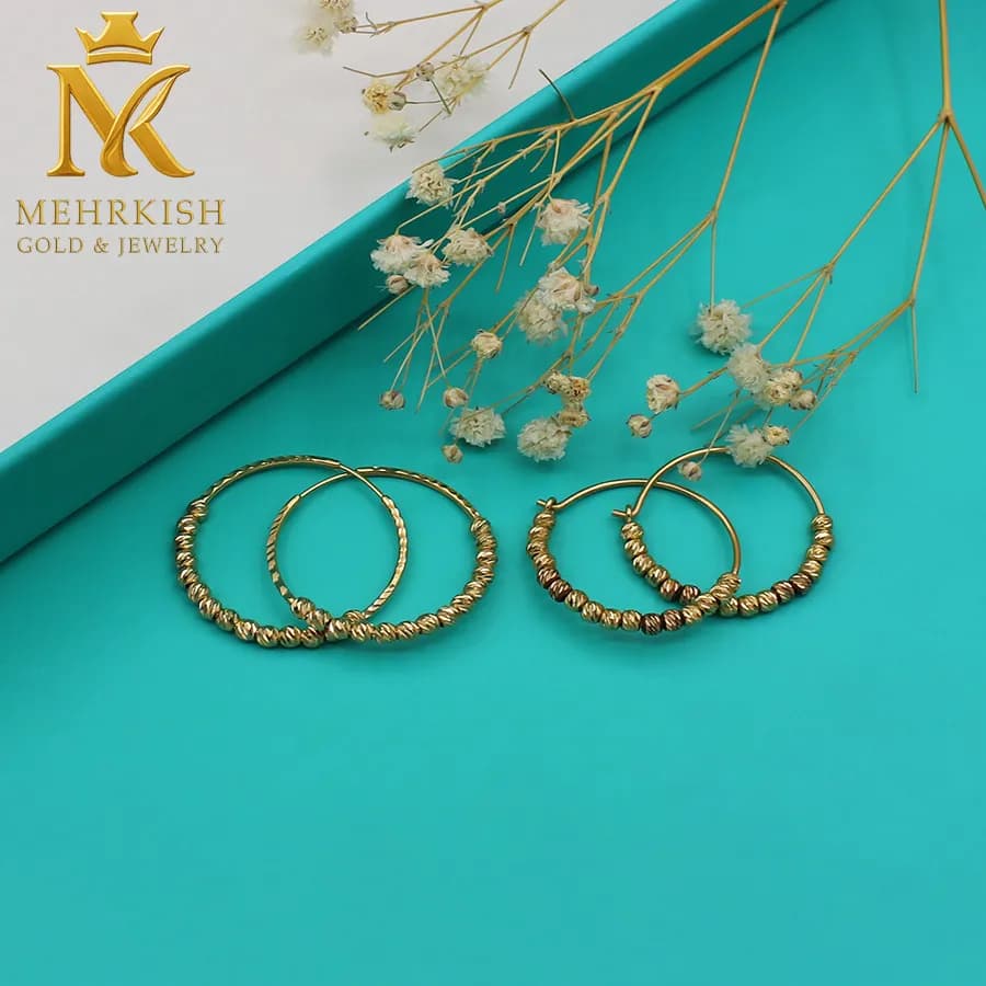 گوشواره طلا حلقه ای گوی کد B-1160