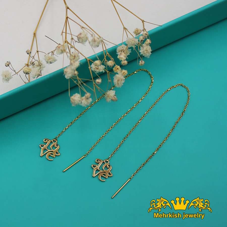 گوشواره بخیه ای لاو عیار 18 کد 826