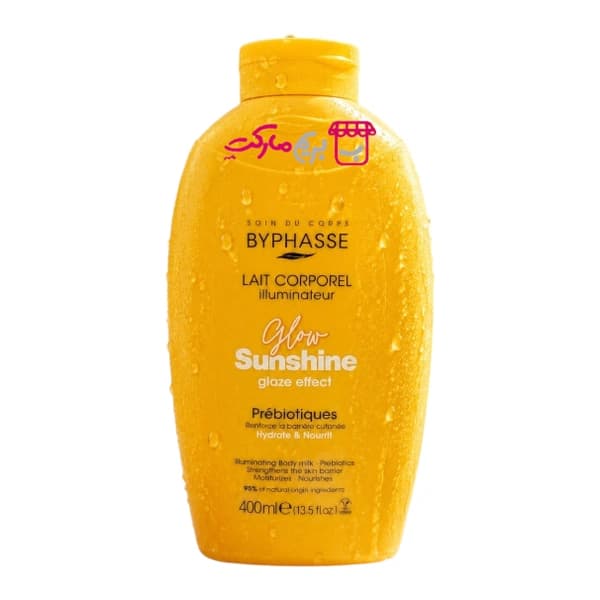لوسیون شیر بدن درخشان کننده بایفاس مدل Glow Sunshine حاوی پری بیوتیک حجم ۴۰۰ میلی لیتر — تصویر ۳